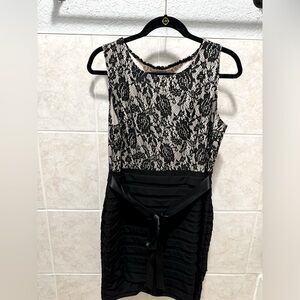 Lace Sleeveless Bodycon Dress ruffles ties